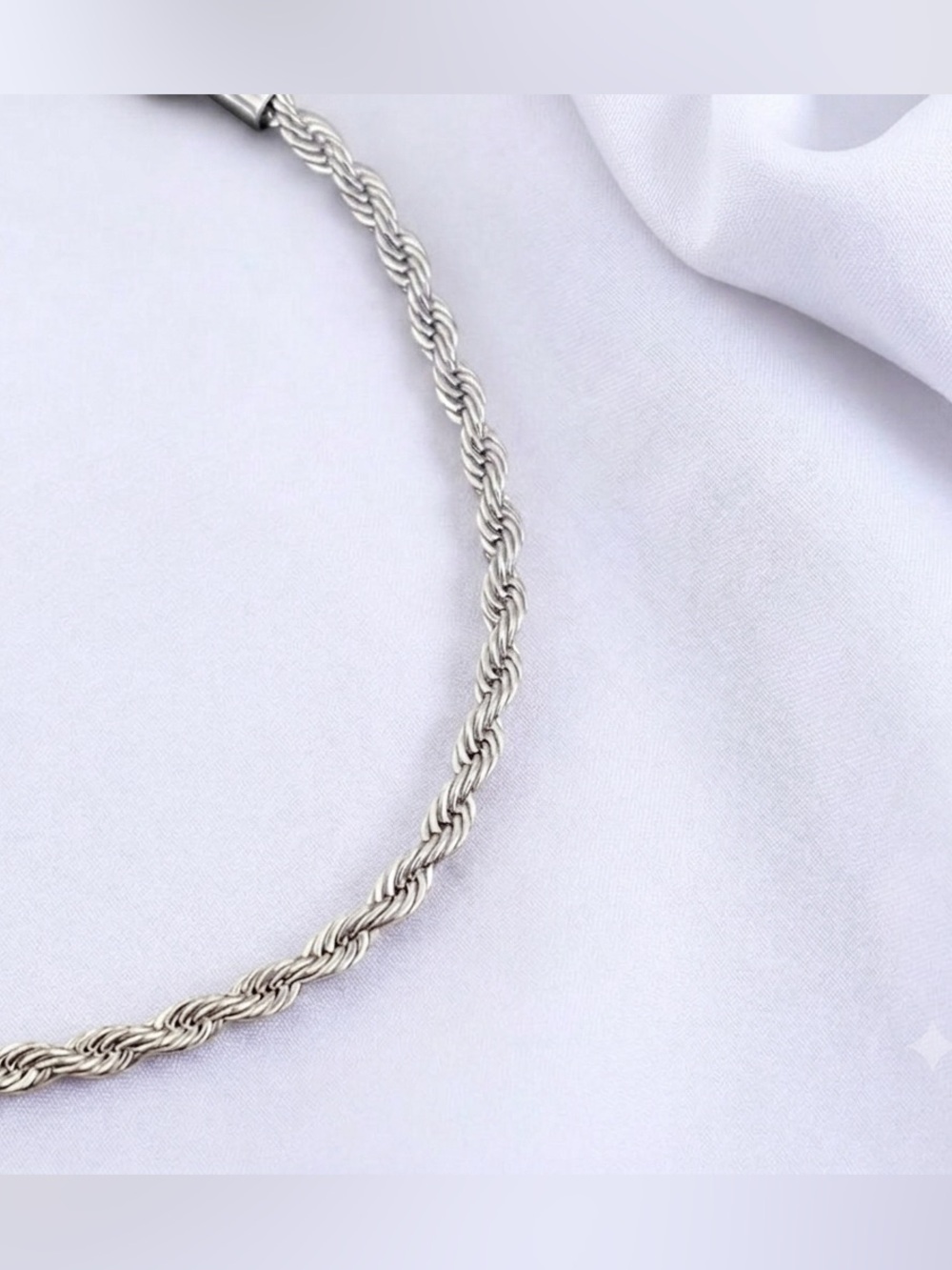 Rope Stainless Steel 8 inch 2.5mm width bracelet - Silver - Picture 3 of 4